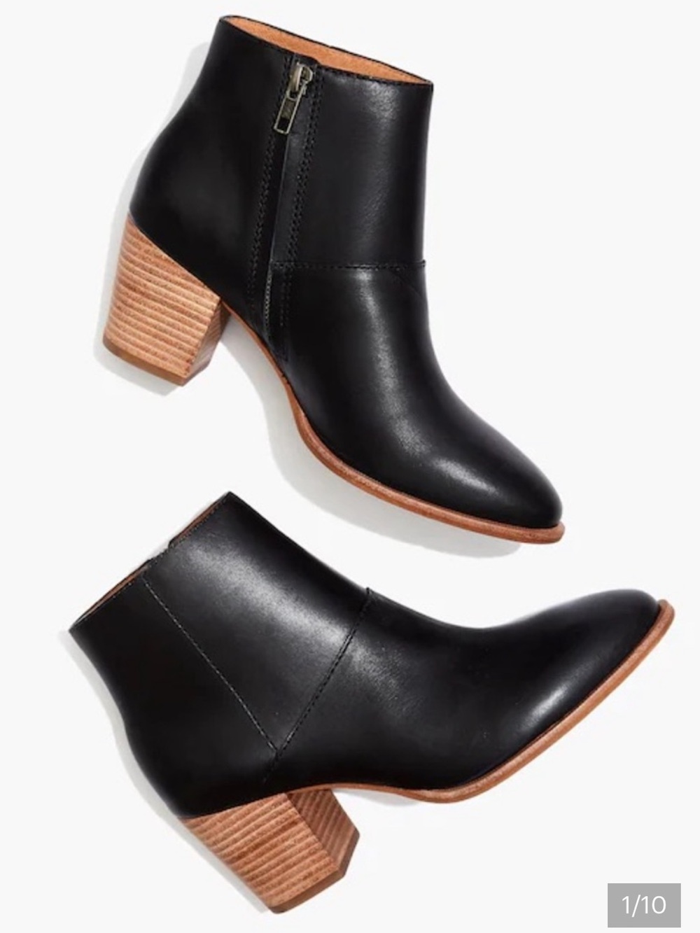 Madewell the Rosie Black Leather Ankle Boots Booties Stacked Heel 9.5 (fits 9)